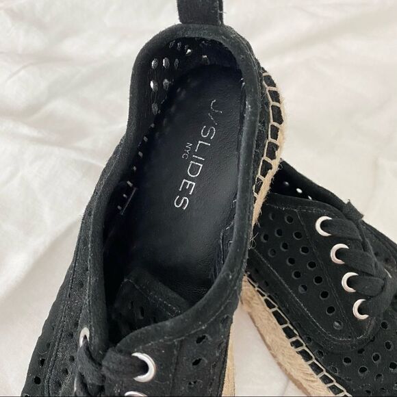 J/Slides Riley Black Perforated Chunky Espadrille - Picture 9 of 15